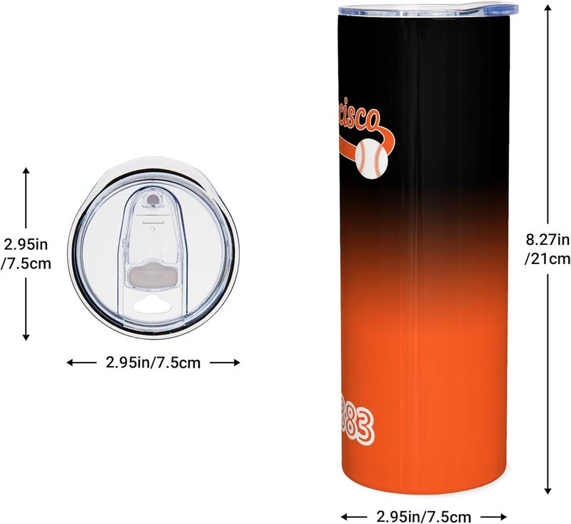 Suswoos San Francisco EST 1883 Tumblers 20oz Straight Skinny Car Cups Sports Travel Coffee Mug,Stainless Steel,Insulated,Classic Collection Gifts for Men Women Fans. - Image 1